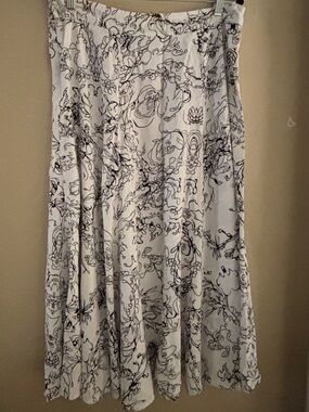 Soft Surroundings Black & White Pencil Drawing Maxi Skirt ~ Women’s Large